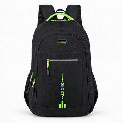 The Sunday Avenue Black/Green Black Oxford Multi-Pocket Student School Backpack
