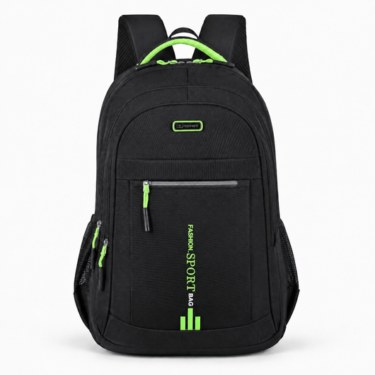 The Sunday Avenue Black/Green Black Oxford Multi-Pocket Student School Backpack