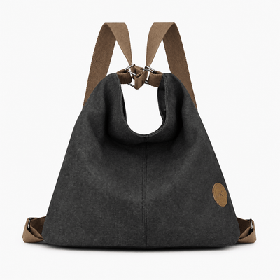The Sunday Avenue Black Khloe Grey Canvas Convertible Shoulder Bag and Backpack