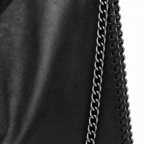 Konie Black Leather Slouchy Shoulder Handbag with Chain Strap