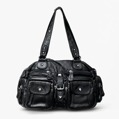 The Sunday Avenue Black Large Retro Shoulder Bag - Matilda