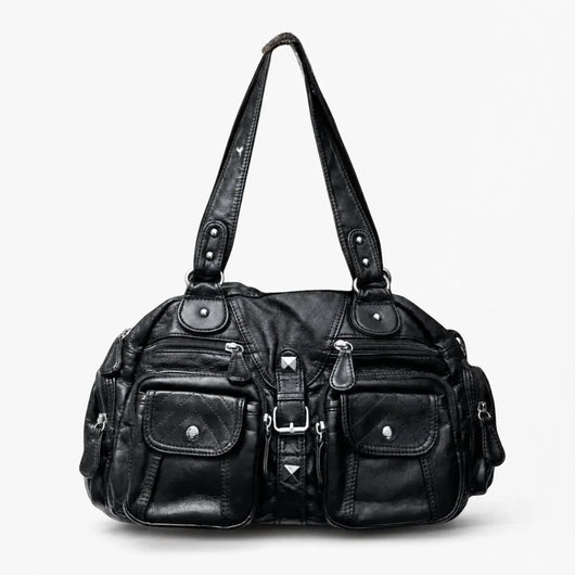 The Sunday Avenue Black Large Retro Shoulder Bag - Matilda