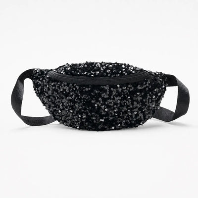 The Sunday Avenue Black Large Sequin Bum Bag - Penelope