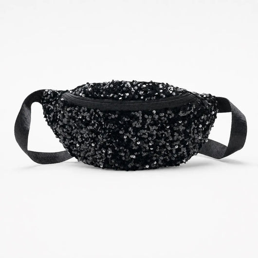 The Sunday Avenue Black Large Sequin Bum Bag - Penelope