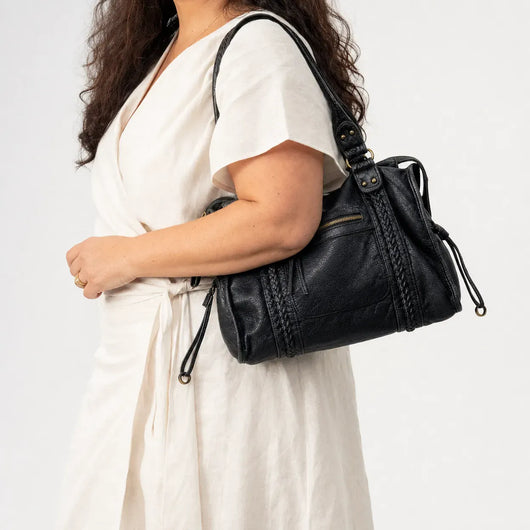 The Sunday Avenue Black Large Vintage Shoulder Bag - Dorothea