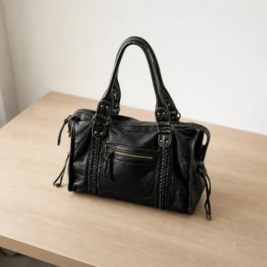 The Sunday Avenue Black Large Vintage Shoulder Bag - Dorothea