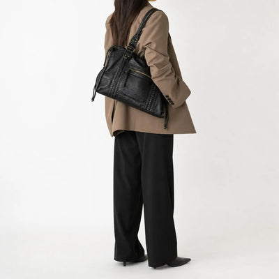 The Sunday Avenue Black Large Vintage Shoulder Bag - Dorothea