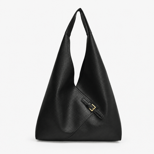LICA Large Black Soft Leather Hobo School Bag