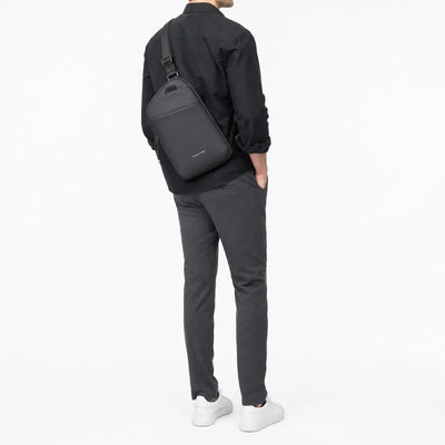 The Sunday Avenue Black Lightweight Waterproof Sling Bag - Hugo