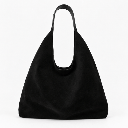 The Sunday Avenue Black Maëly Brown Faux Suede Tote Bag with Matching Pouch