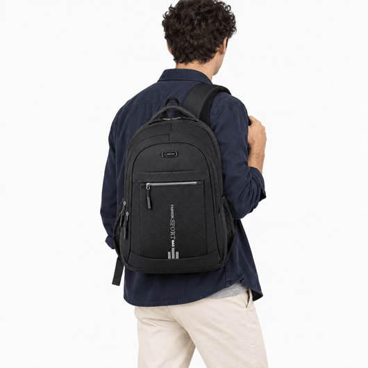 The Sunday Avenue Black Oxford Multi-Pocket Student School Backpack