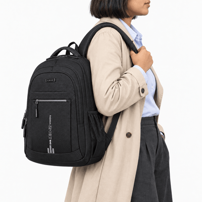 The Sunday Avenue Black Oxford Multi-Pocket Student School Backpack