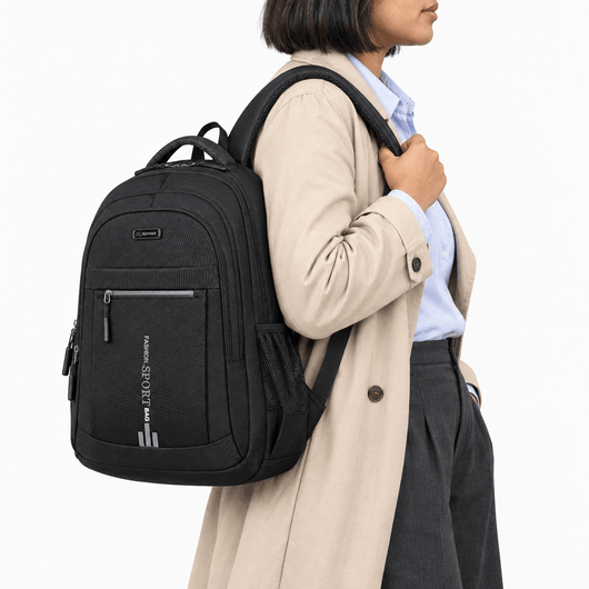 The Sunday Avenue Black Oxford Multi-Pocket Student School Backpack