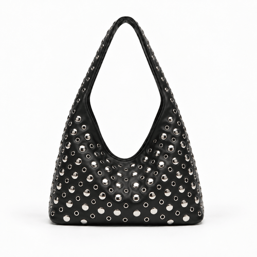 PU Leather Rivet Hobo Shoulder Bag - Morwenna