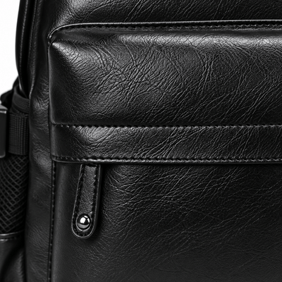 The Sunday Avenue Black Waterproof PU Leather 17-Inch Laptop Backpack