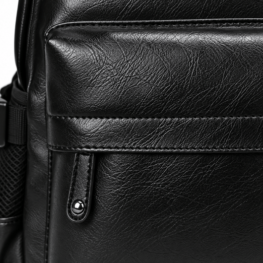 The Sunday Avenue Black Waterproof PU Leather 17-Inch Laptop Backpack