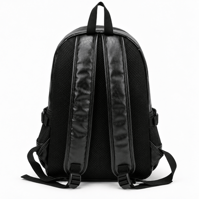 The Sunday Avenue Black Waterproof PU Leather 17-Inch Laptop Backpack