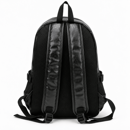 The Sunday Avenue Black Waterproof PU Leather 17-Inch Laptop Backpack