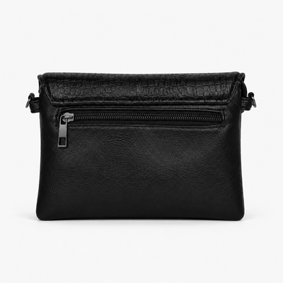 The Sunday Avenue Black Women's Black Faux Leather Crossbody Bag with Chain Detail