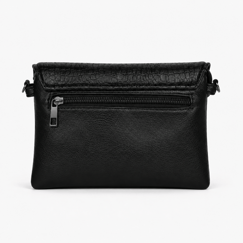 Women's Faux Leather Crossbody Bag with Chain Detail - Sabina