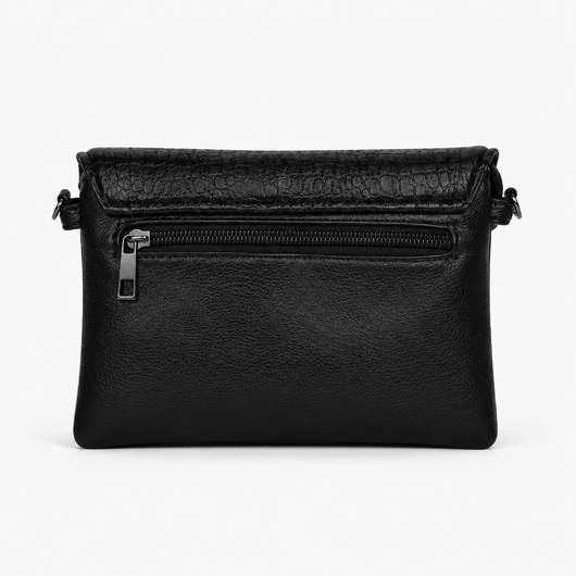 The Sunday Avenue Black Women's Black Faux Leather Crossbody Bag with Chain Detail