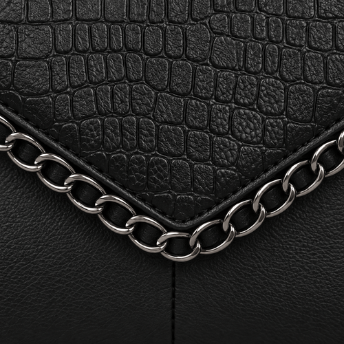 Women's Faux Leather Crossbody Bag with Chain Detail - Sabina
