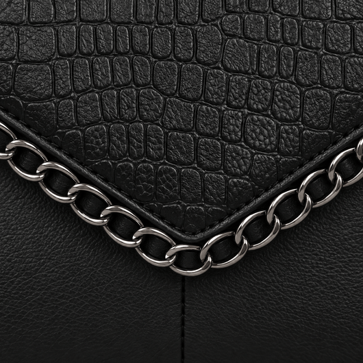 The Sunday Avenue Black Women's Black Faux Leather Crossbody Bag with Chain Detail