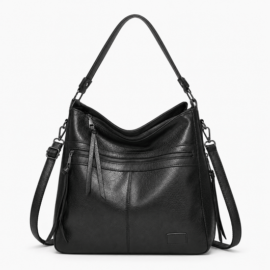 The Sunday Avenue Black Women's Black PU Leather Multi-Compartment Shoulder Bag