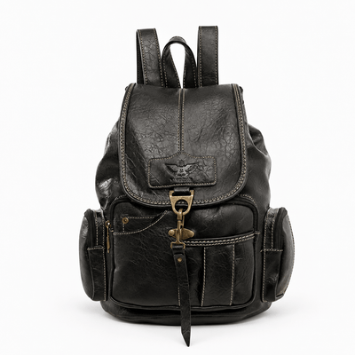 The Sunday Avenue Black Women's Vintage Brown Faux Leather Flap Backpack