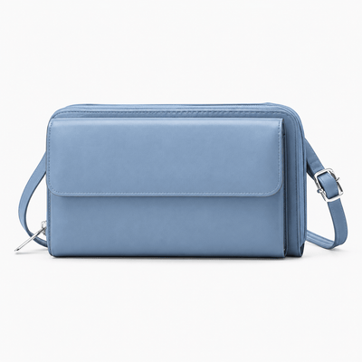 The Sunday Avenue Blue Charlotte Black RFID Blocking Crossbody Bag with Touchscreen Phone Pocket