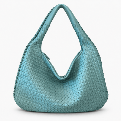 The Sunday Avenue Blue Evelien Brown Woven Faux Leather Hobo Bag