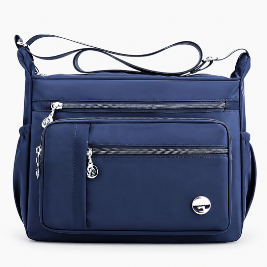 The Sunday Avenue Blue Lindsey Black Nylon Multi-Pocket Shoulder Bag