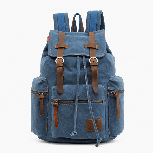 The Sunday Avenue Blue Men's Vintage Brown Canvas Backpack with Leather Straps