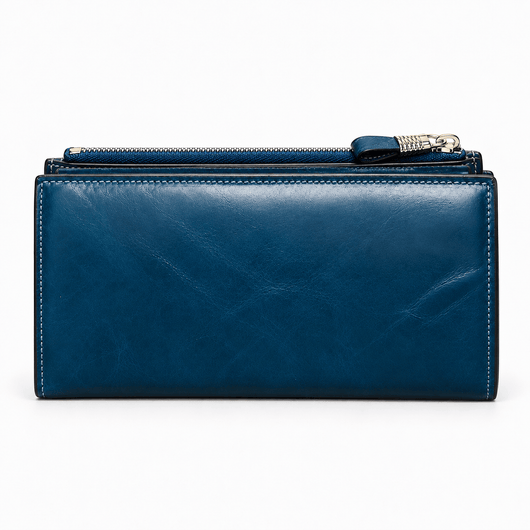 The Sunday Avenue Blue PU Leather Women's Multi-Pocket Clutch Wallet