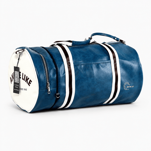 The Sunday Avenue Blue Waterproof PU Leather Duffel Bag with Shoe Compartment