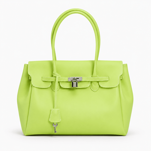 The Sunday Avenue Brat Green Lilac Matte Jelly PVC Tote Bag with Lock
