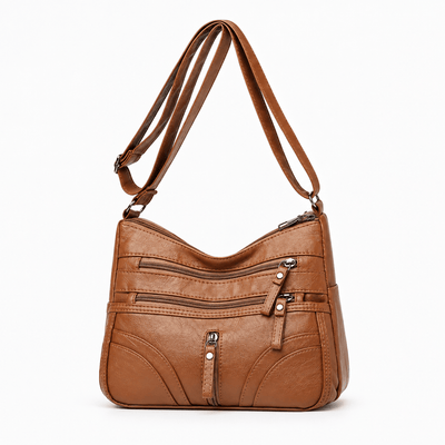 The Sunday Avenue Brown Abigail Red Vintage Faux Leather Shoulder Bag