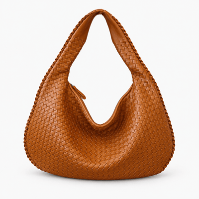 The Sunday Avenue Brown Evelien Brown Woven Faux Leather Hobo Bag
