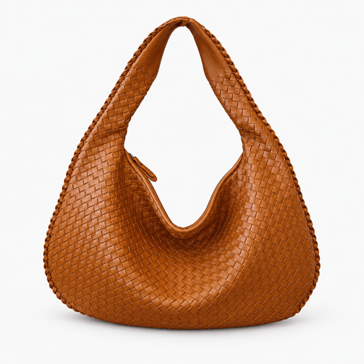 The Sunday Avenue Brown Evelien Brown Woven Faux Leather Hobo Bag