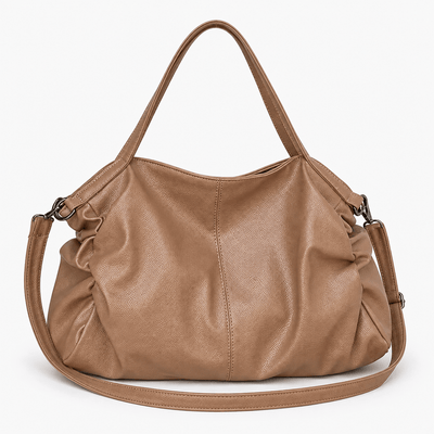 The Sunday Avenue Brown Large Black Vegan Leather Tote Bag with Zip for A4 Work and Study