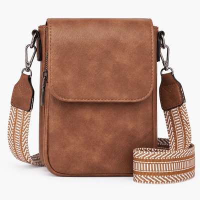 The Sunday Avenue Brown / Medium Bonnie Brown Faux Leather RFID Crossbody Bag