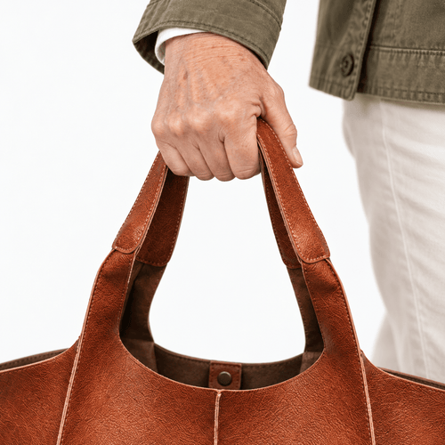 Oversized PU Leather Tote Bag with Wide Straps - Verena