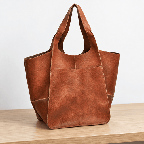 Oversized PU Leather Tote Bag with Wide Straps - Verena
