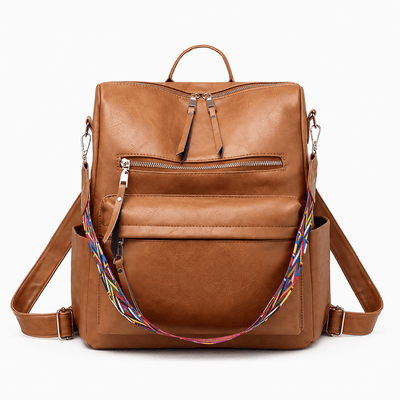 The Sunday Avenue Brown Sophia Brown Convertible Vegan Leather Backpack Purse