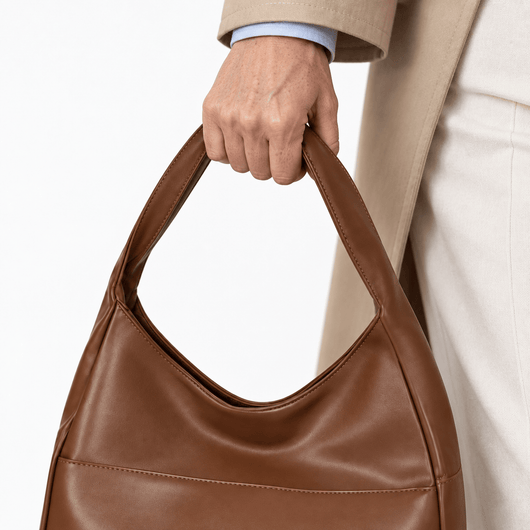 The Sunday Avenue Brown Vegan Leather Hobo Shoulder Bag for 13–15 Inch Laptops