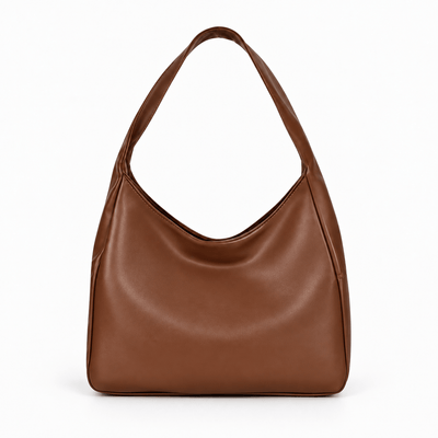 The Sunday Avenue Brown Vegan Leather Hobo Shoulder Bag for 13–15 Inch Laptops