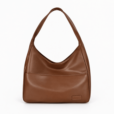 The Sunday Avenue Brown Vegan Leather Hobo Shoulder Bag for 13–15 Inch Laptops