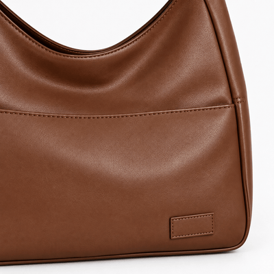 The Sunday Avenue Brown Vegan Leather Hobo Shoulder Bag for 13–15 Inch Laptops