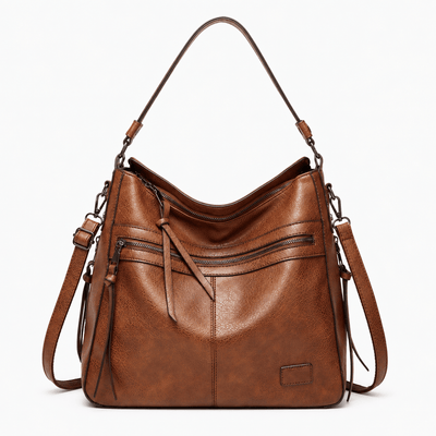 The Sunday Avenue Brown Women's Black PU Leather Multi-Compartment Shoulder Bag