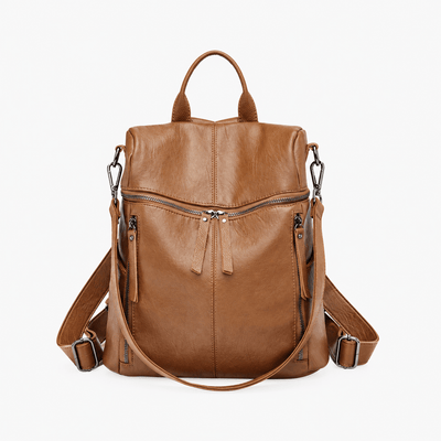 The Sunday Avenue Brown Women's Vintage Brown PU Leather Convertible Backpack
